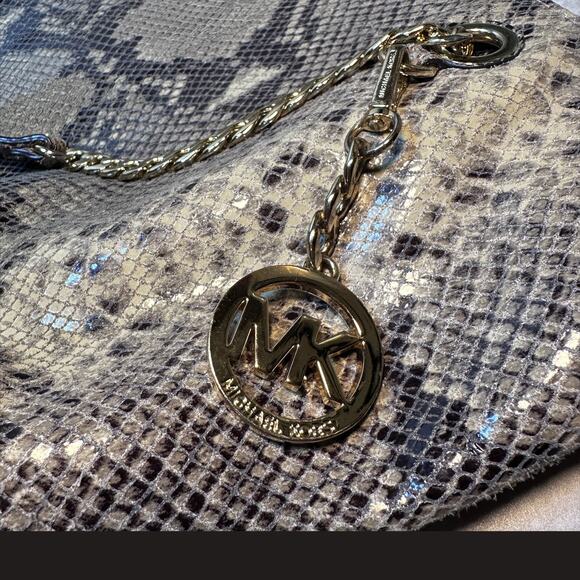 Michael Kors Python Snakeskin Jet Set Tote /Goldtone Chain Straps & Hardware - Picture 7 of 13